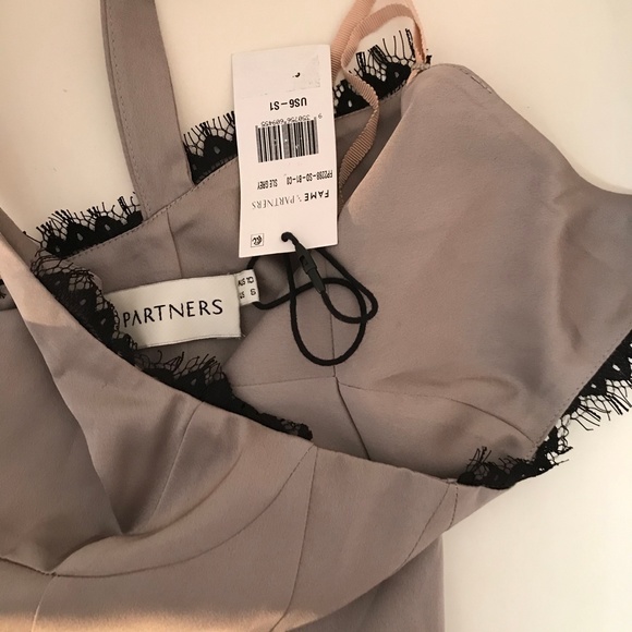 FAME AND PARTNERS Ara Satin Lace Trim Dress - Picture 6 of 7